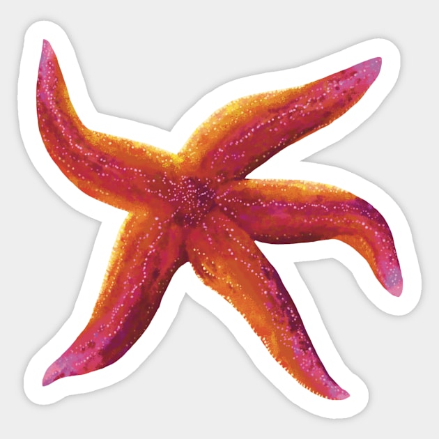 Starfish Glowing Pink and Orange Sticker by Griffelkinn